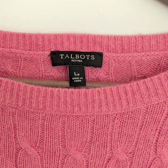 Talbots Petites Cable Knit Light Pink Buttons Large - Picture 3 of 5